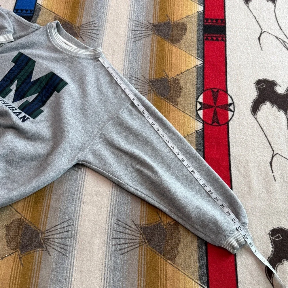 Vintage University Of Michigan Wolverines Sweatshirt XL Gray Plaid Embroidered - Picture 8 of 8